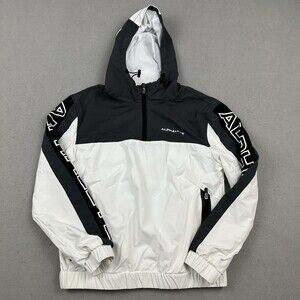 Alphalete Jacket Men Extra Small White Colorblock Spellout 1/4 Zip Windbreaker *